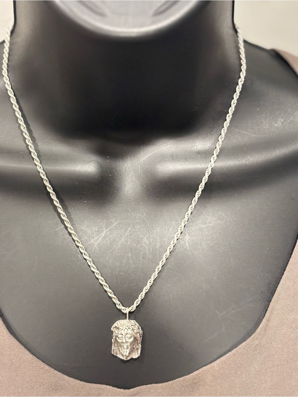 Italy925 sterling-Silver Jesus Head Pendant Necklace - Classic Religious Pendant
